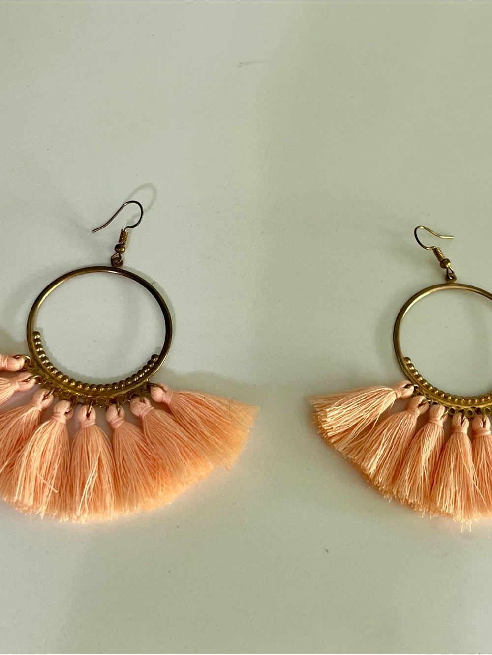 Boho Peach Tassel Hoop Earrings - Women Jewelry NWT